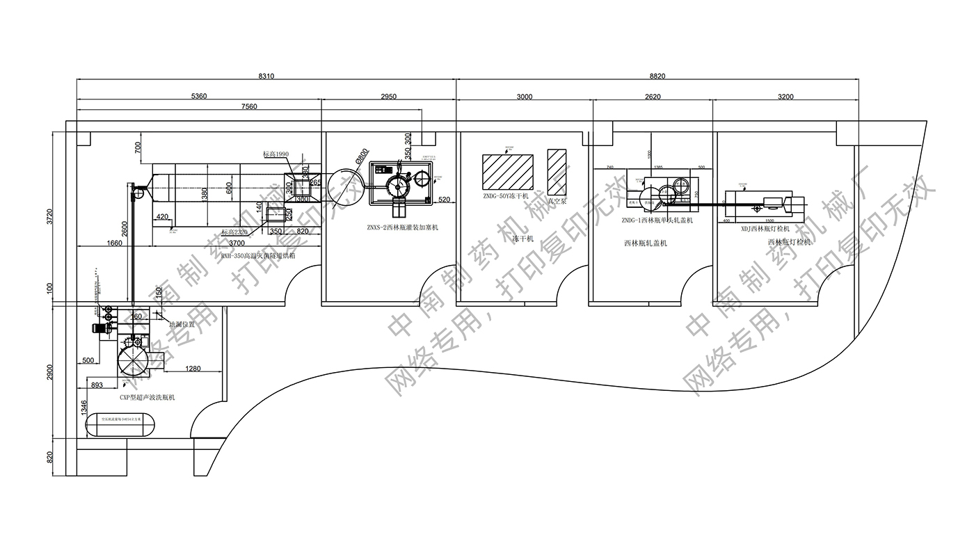 凍干粉生產線平面圖
